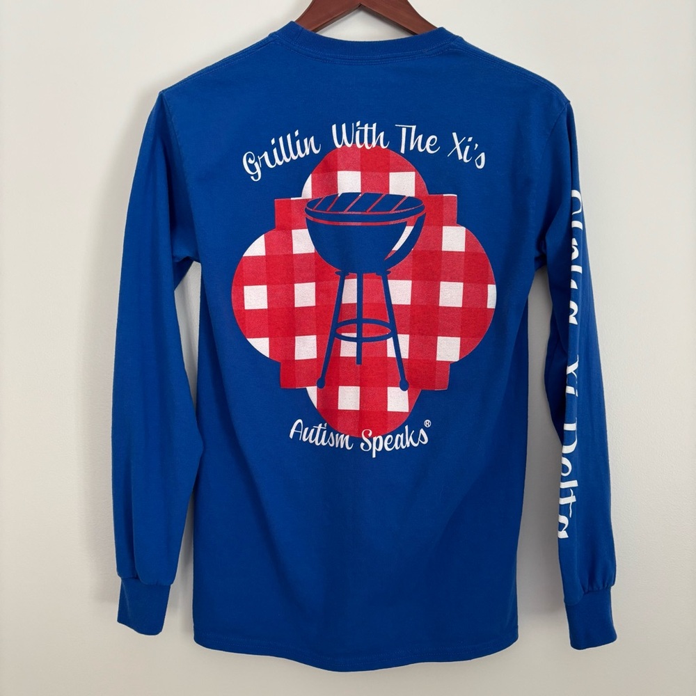Alpha Xi Delta | Blue "Grilling with the Xi's" Long Sleeve T Shirt | Size S